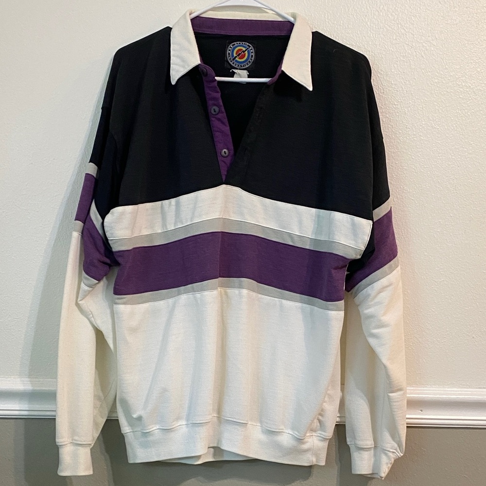 Black and Purple Striped Rugby Shirt